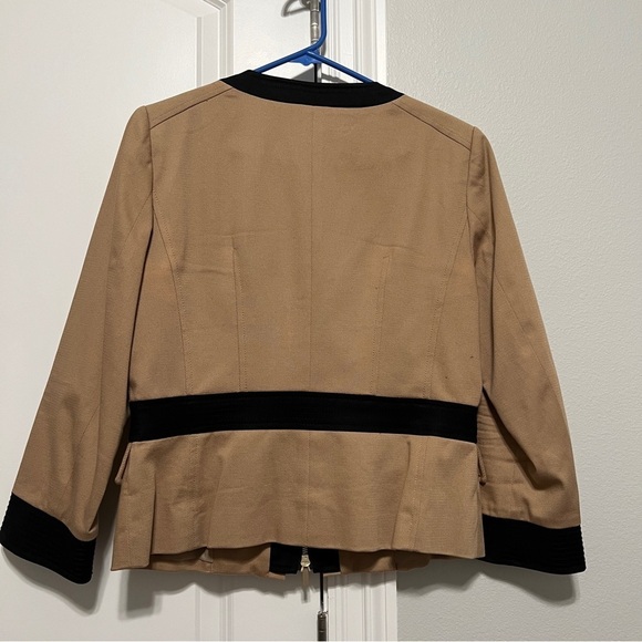 Etcetera Suit Jacket Size 8 Beige Black Dress Casual Cotton Zipper Front EUC - Picture 4 of 14